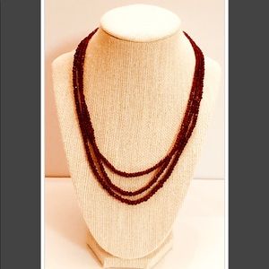 Rhodolite Garnett Beaded Triple Strand Necklace